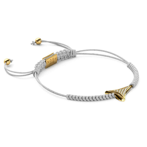 Weißes Makramee-Armband mit Haifischzahn von Lauren Howe | 925er Sterlingsilber, Gold Vermeil | Kristall